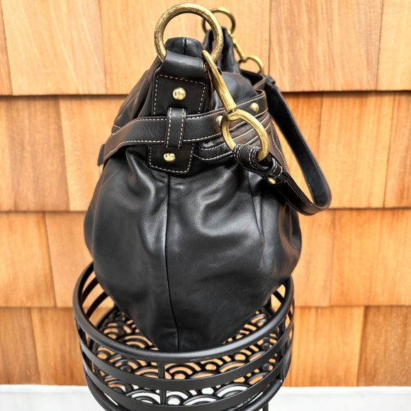 Vintage COACH Black Soft Leather Pleated Ergo Hamptons Belted Hobo Bag - Picture 3 of 13